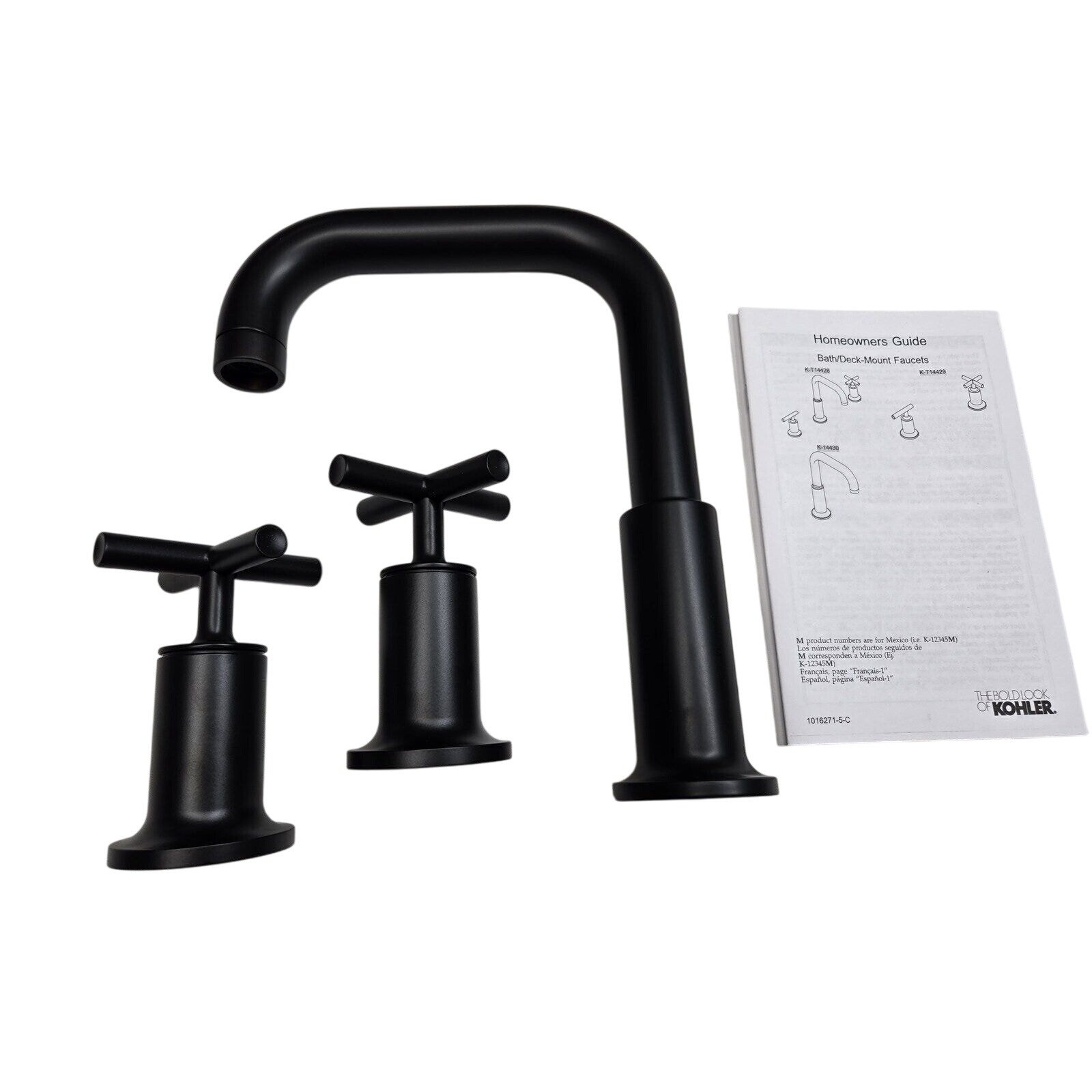 Kohler T14428-3-BL Purist Tub-Mount Bath Faucet Trim - Matte Black