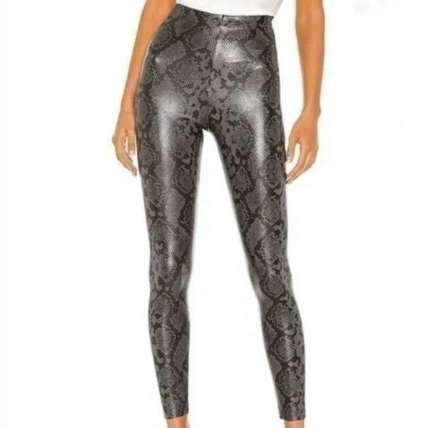 7 For All Mankind Snakeskin Print Faux Leather Leggings