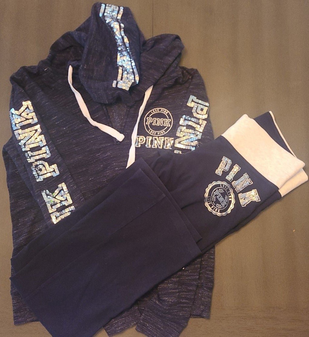 VS PINK Dark Grey Bling Set