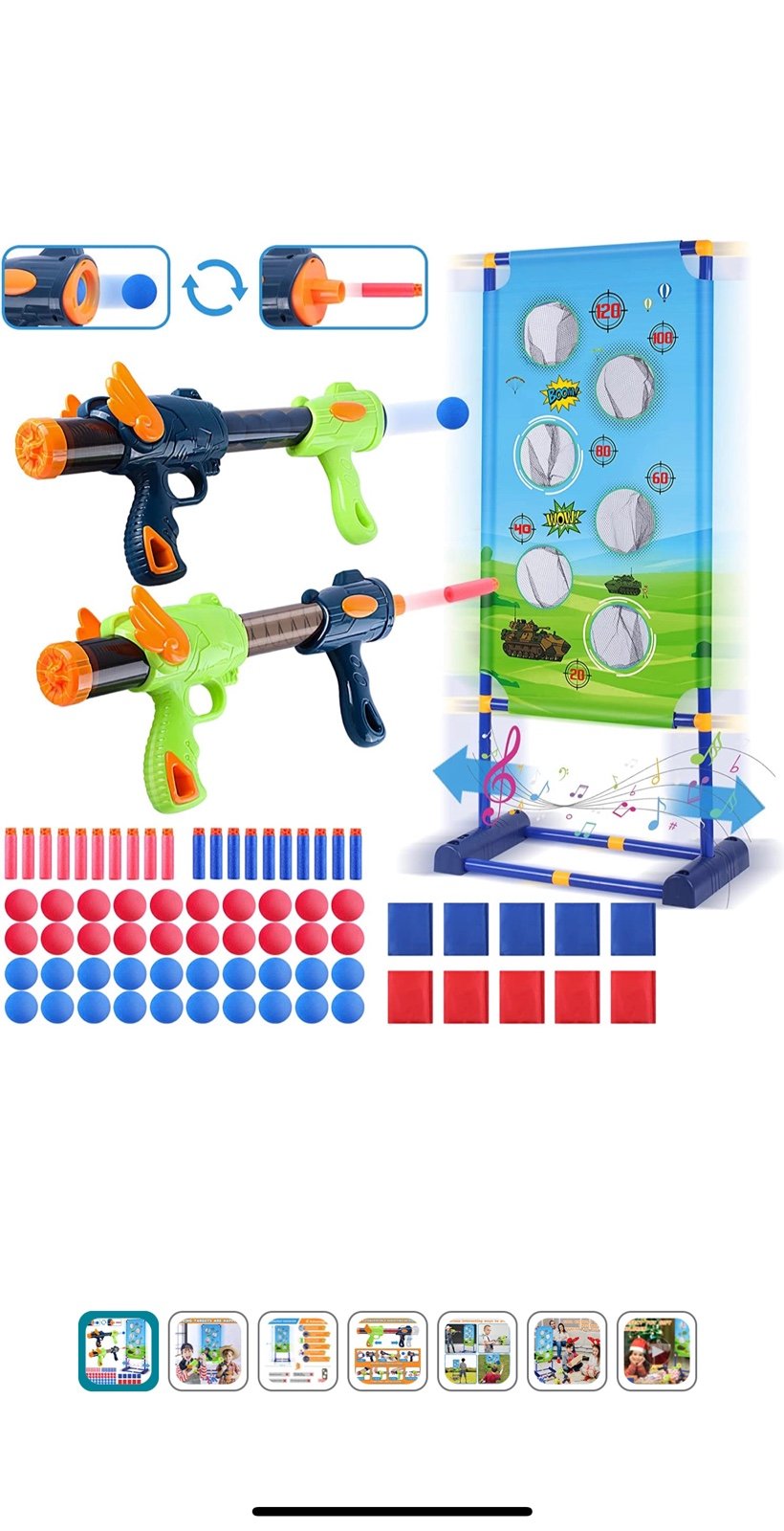 Air Guns Toy set, Moving Shooting Target Toys with Air Pump Toy Guns Sets