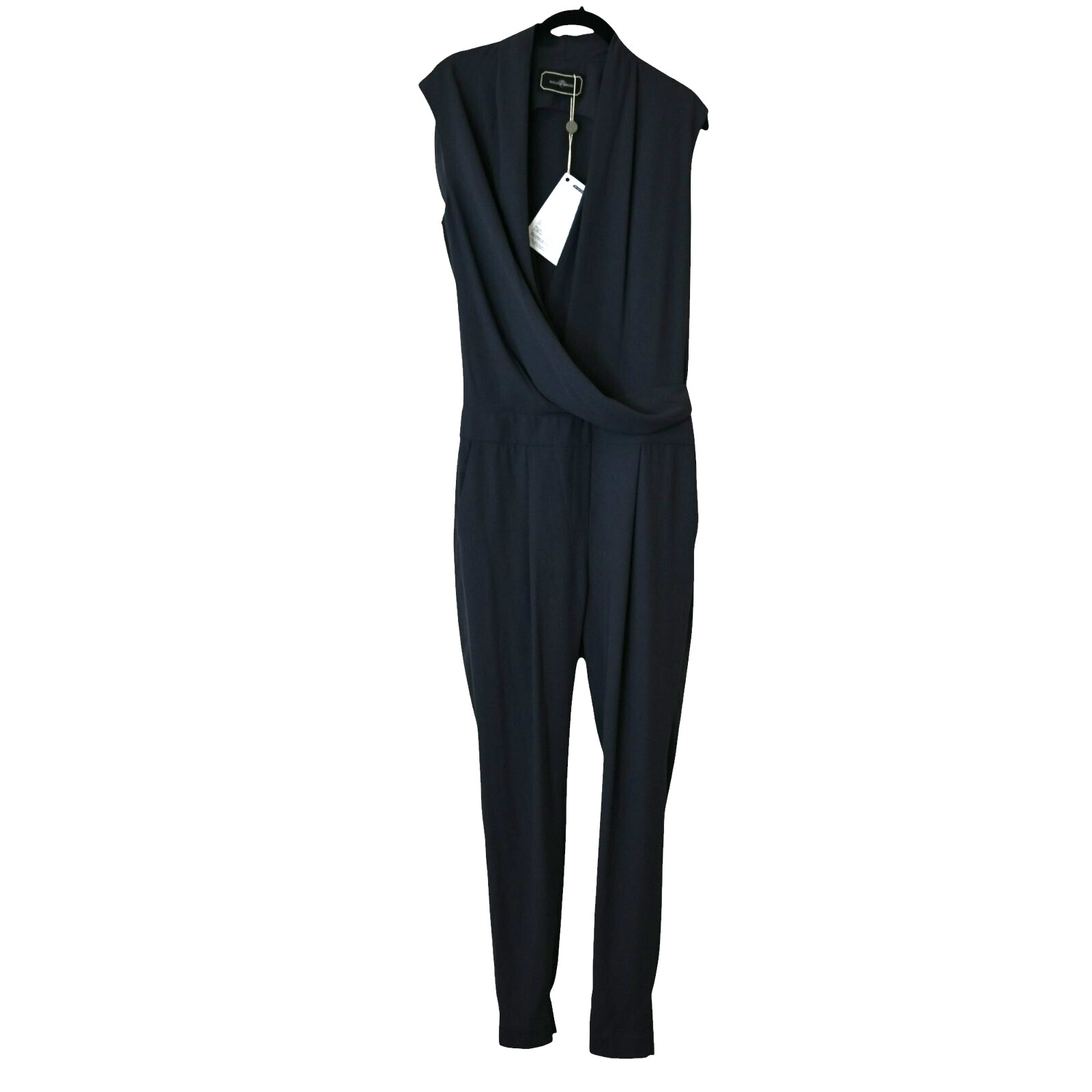 By Malene Birger Alendria Jumpsuit Sz 34 US 4 Gray Sleeveless Faux Wrap Pocket