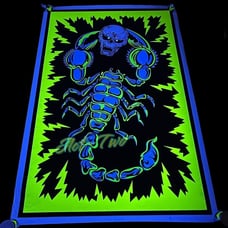 Vintage 1996 Scorpion w Skull 23”x35” Blacklight Poster Flocked Velvet 90’