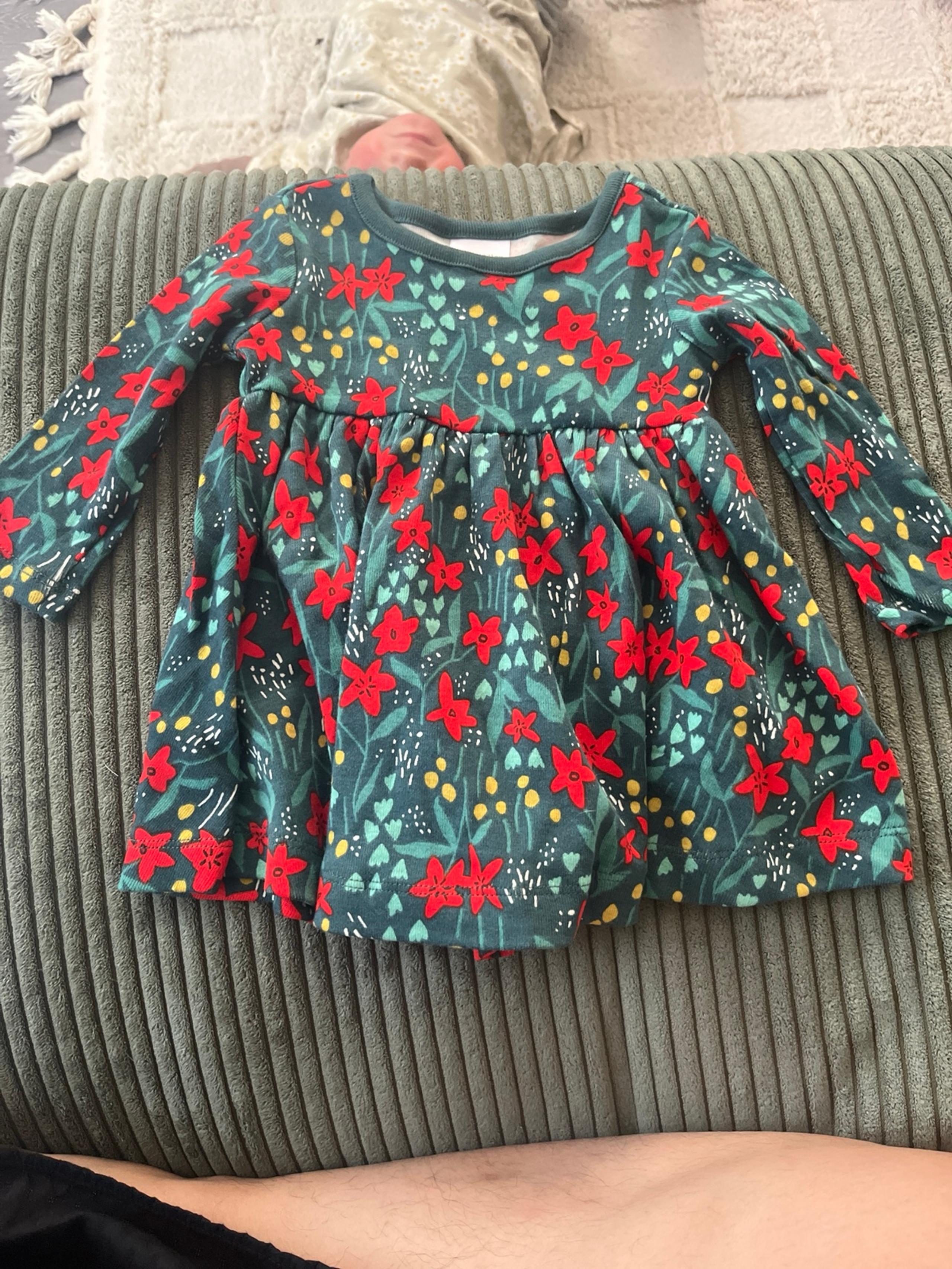 Hanna andersson xmas poinsettias floral long sleeve dress