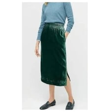 J. Crew Emerald Green Velvet Pull-On Skirt