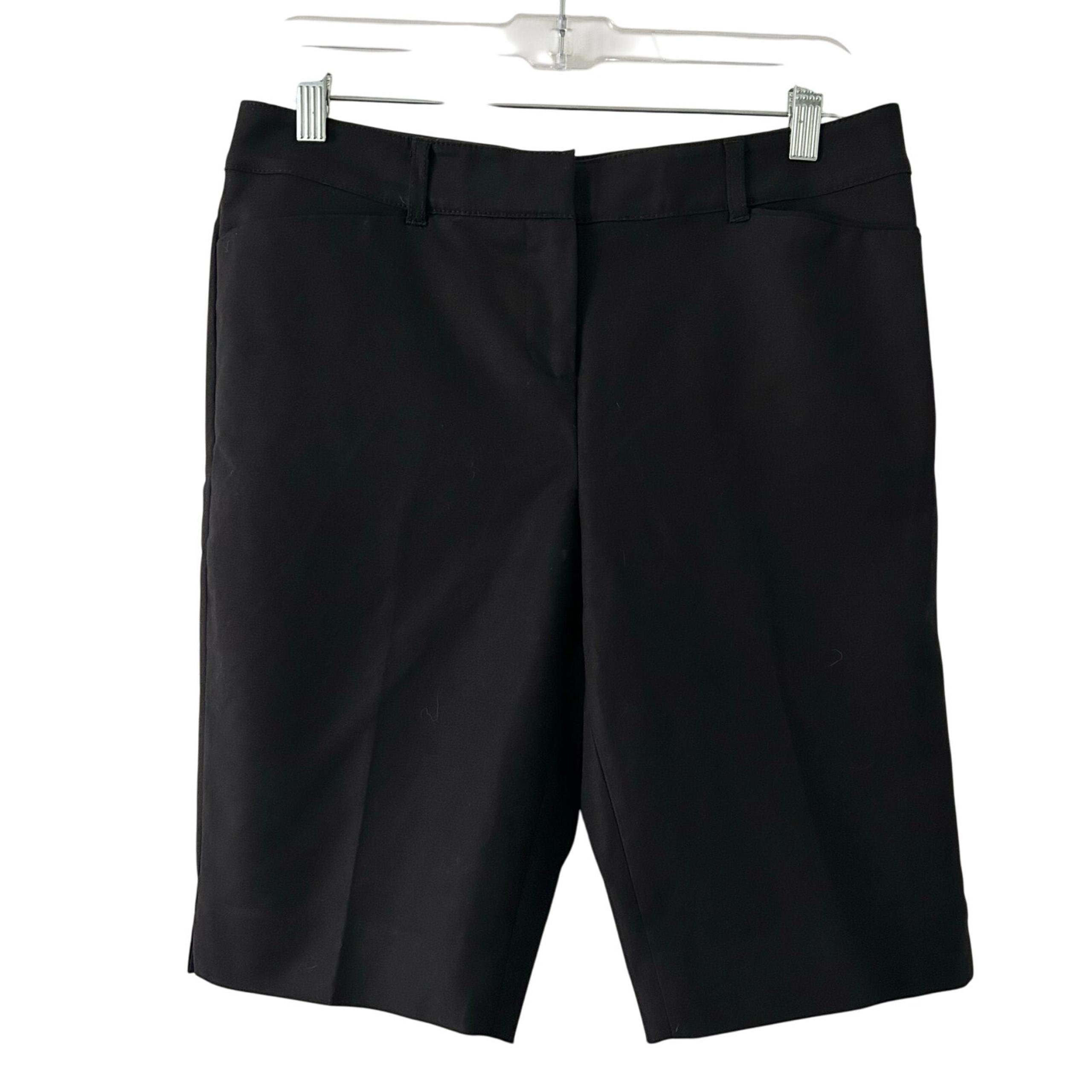 White House Black Market Women's Black Flat Front Bermuda Shorts Size 4