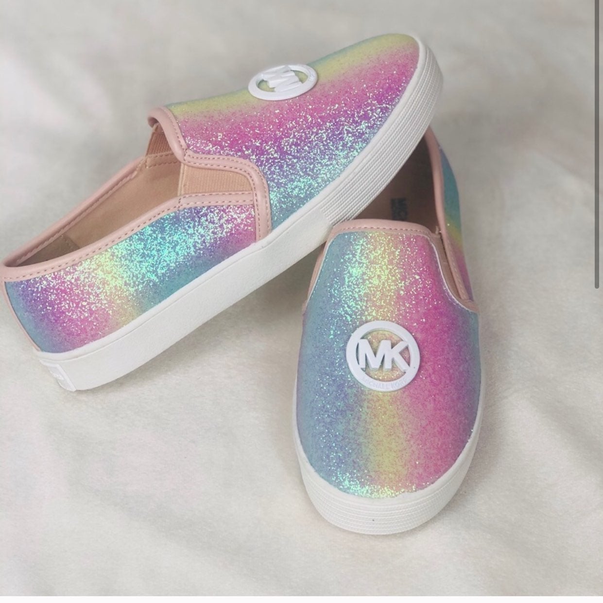 New Michael Kors Rainbow glitter slip on