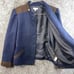 Susan Graver Womens Military Jacket Size XL Navy Blue and Brown Gold Button
