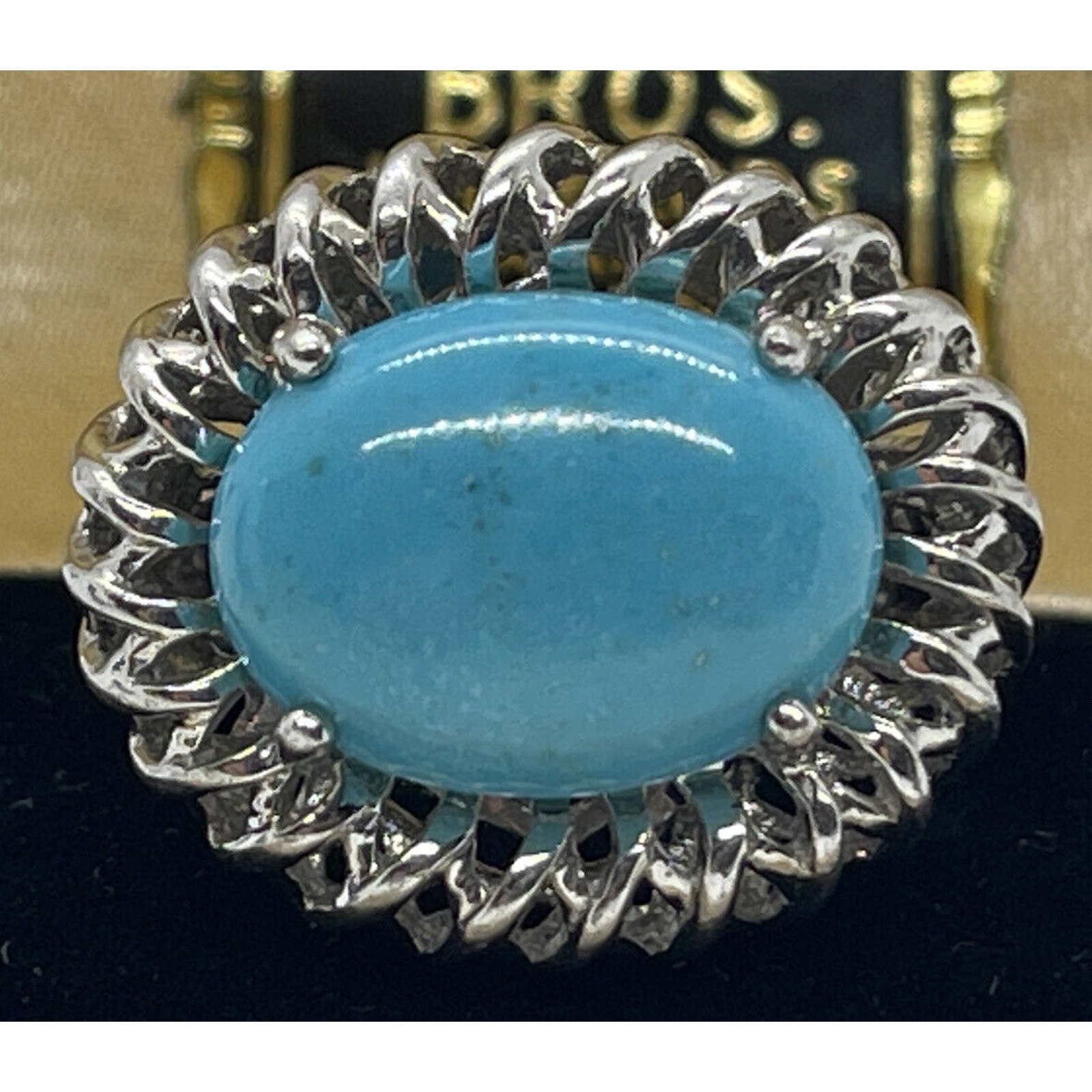 Vintage Sterling Silver Ring 925 Size 5 Turquoise Heavy Thick Band
