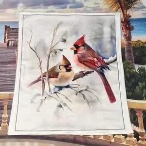 Baby Blanket Love Birds Cardinals