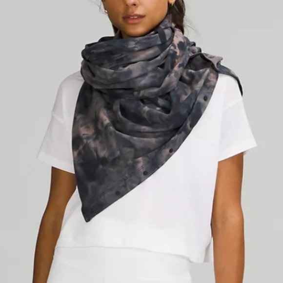 Lululemon Customizable Snap Scarf Dark Gray Tie Dye NEW Infinity Style NWT