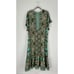 Boemo Womens Turquoise Floral Boho Maxi Dress Short Sleeve Button Front Size L