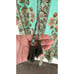 Boemo Womens Turquoise Floral Boho Maxi Dress Short Sleeve Button Front Size L