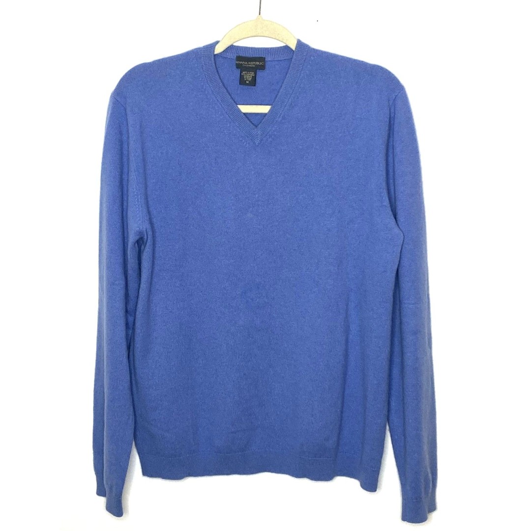 Banana Republic Cashmere V Neck Pullover Mens Long Sleeve Knit Sweater Sz M