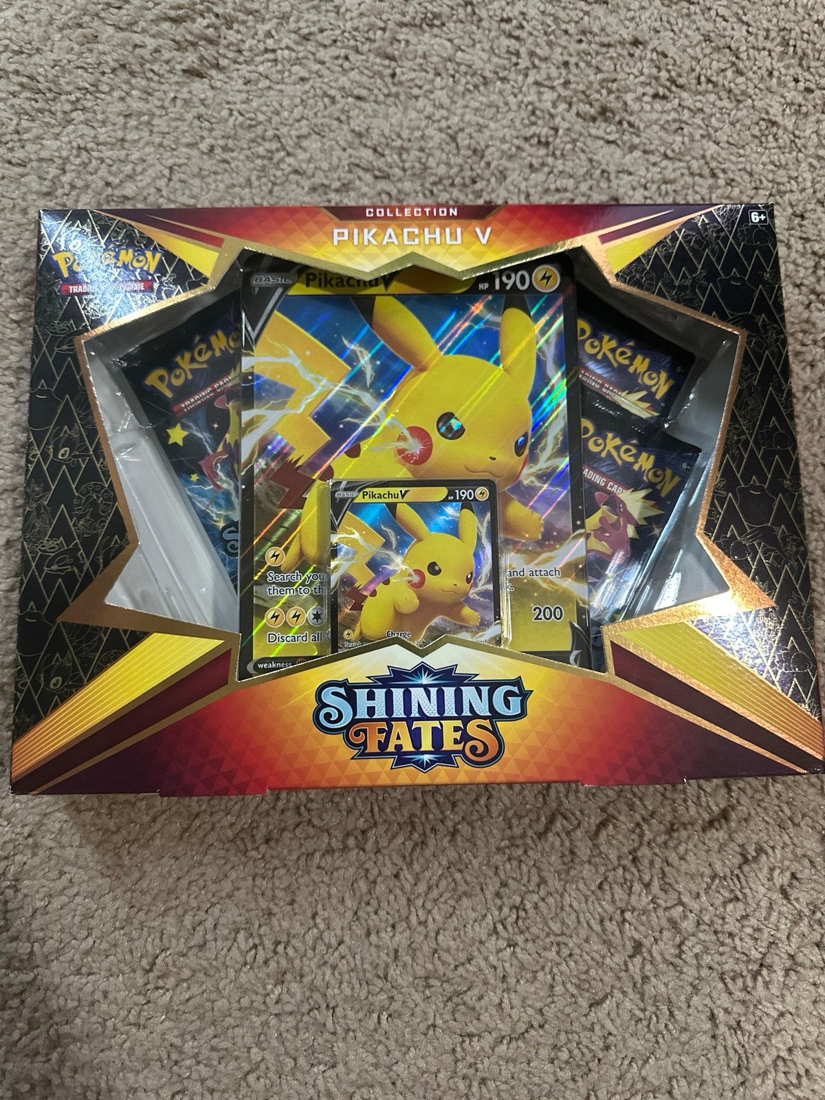 Pokemon TCG Shining Fates Pikachu V Collection Box 4 Boosters & Pikachu Promos