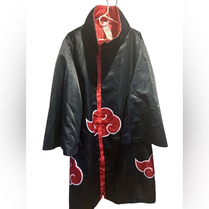 Spirit Halloween Mens Black Naruto Akatsuki Full Zip Cloak Coat Size S/M