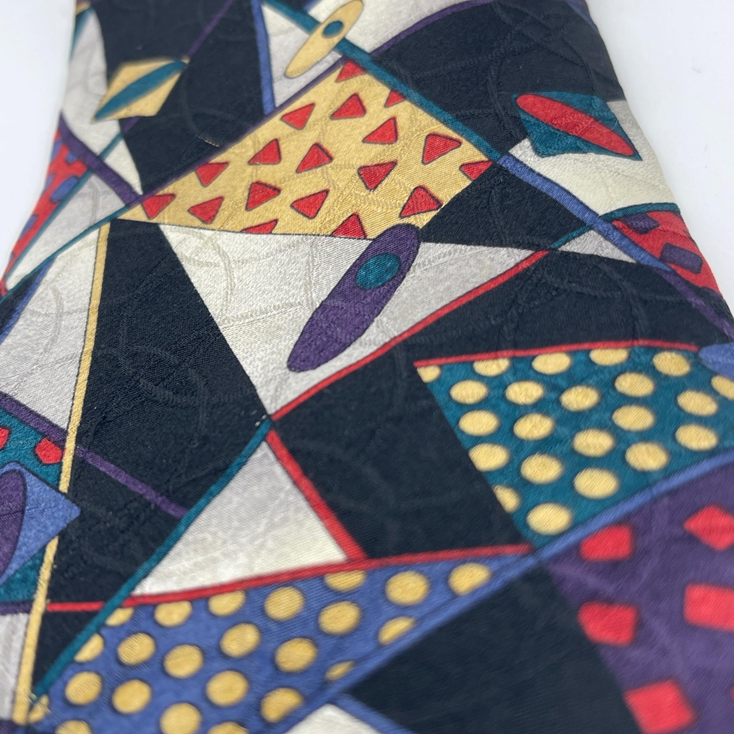Cezani Silk Necktie Abstract Geometric Pattern Made in USA