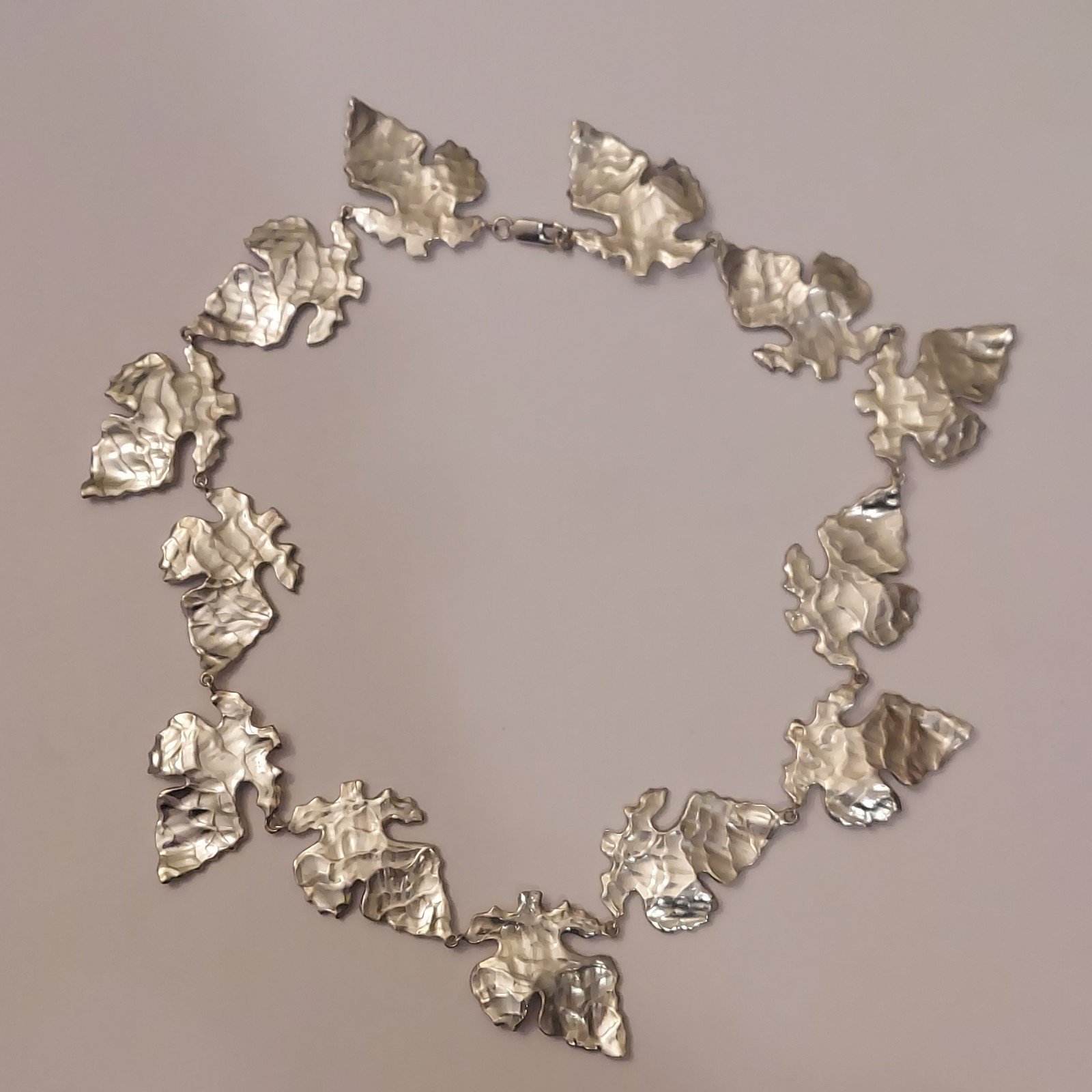 Marsha Elliott 925 Sterling Silver Grape Leaf Heavy Necklace 73.8g