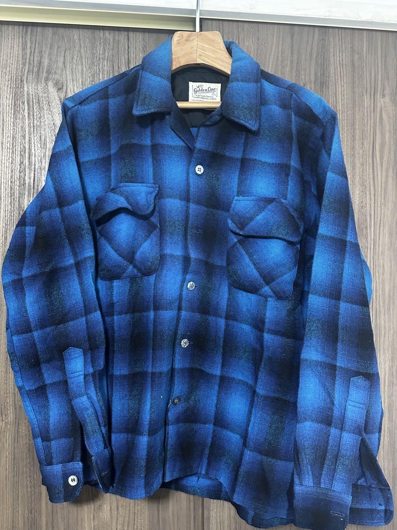 Golden Line Check Flannel Shirt M