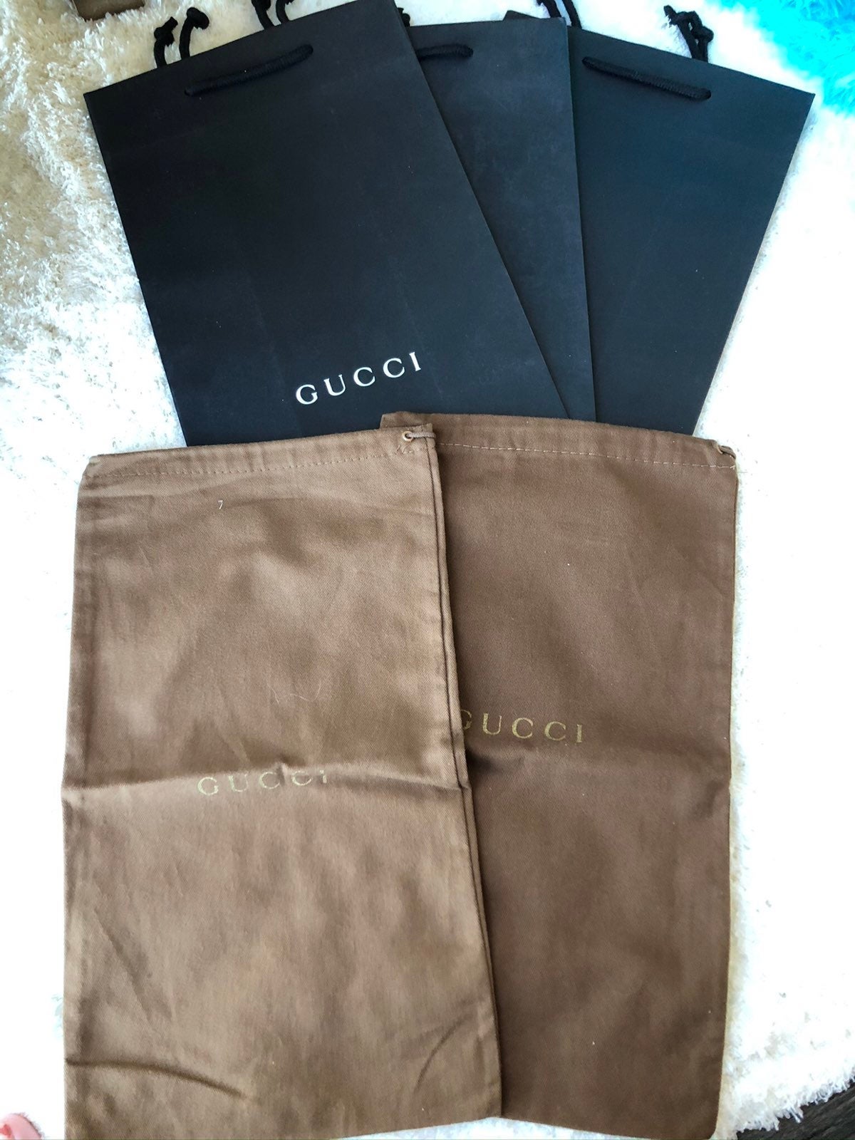 New Gucci Paper bag (3) and Dust bag (2