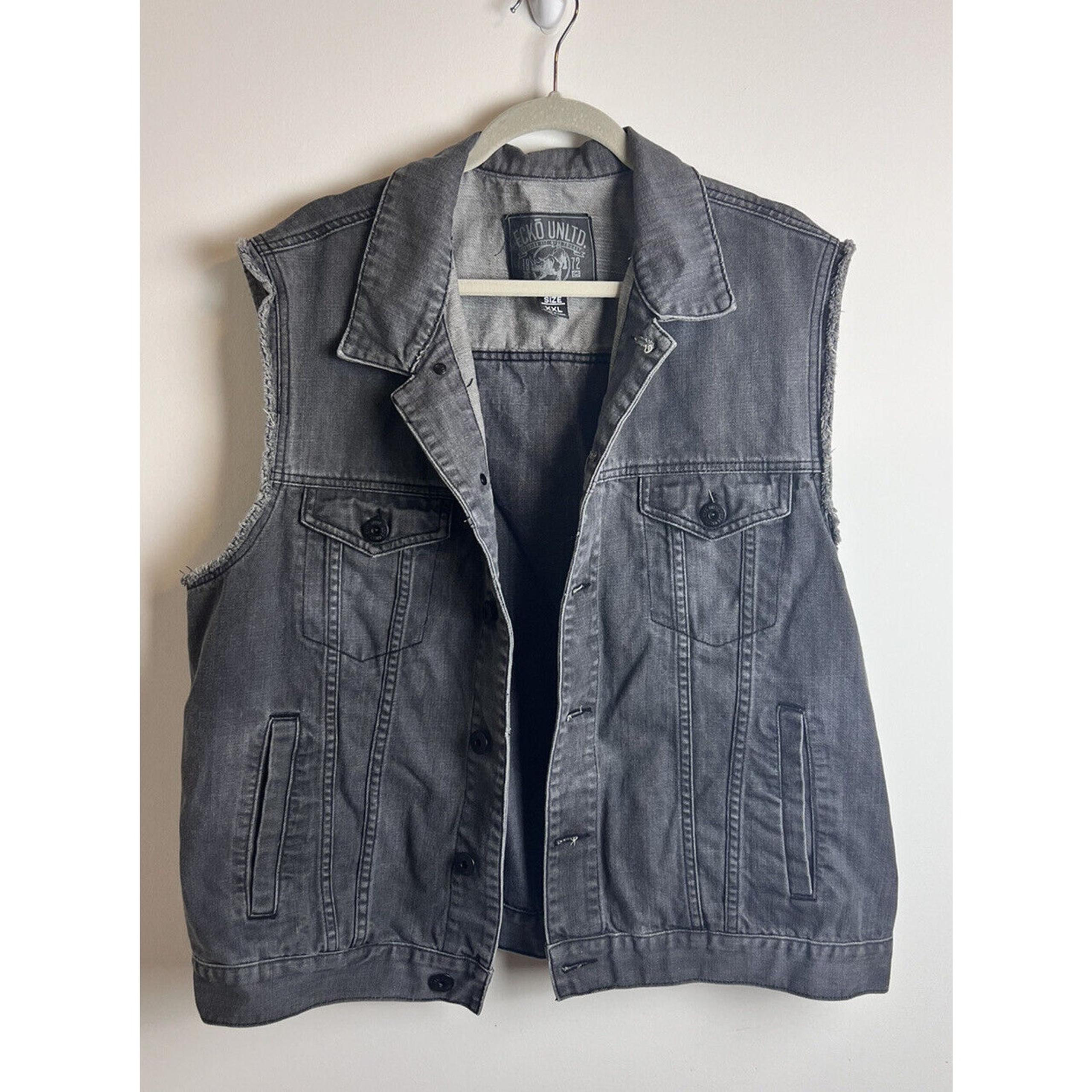 ECKO UNLTD Denim Vest Jacket XXL Gray Logo