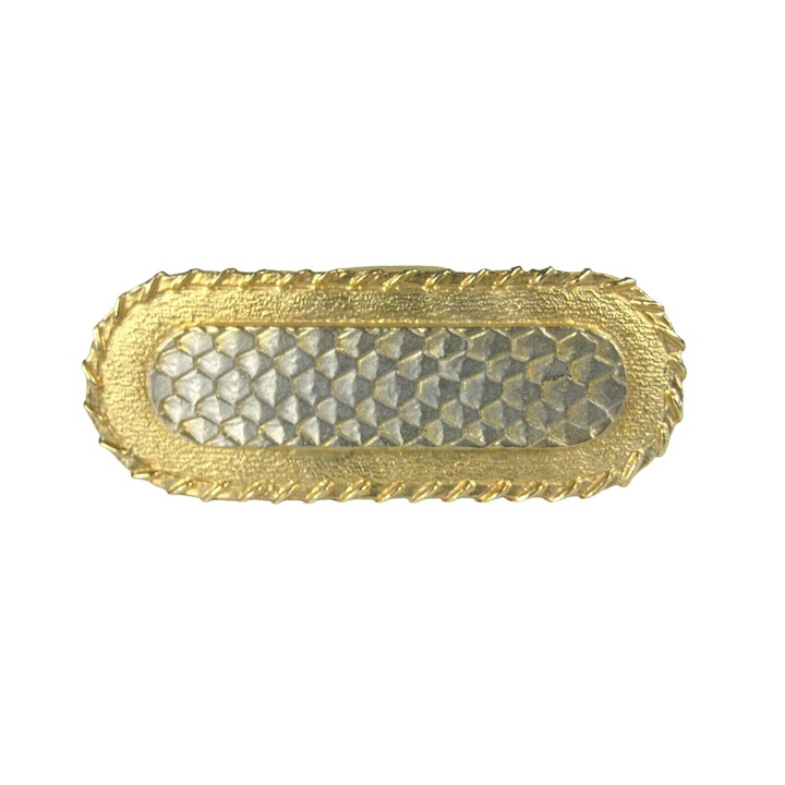 Belt Buckle Men Women Unisex Vintage Oval Goldtone Silvertone Woven Herringbone