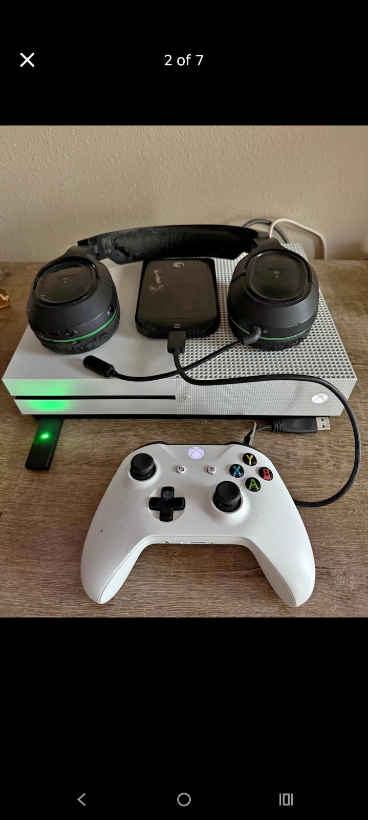 Xbox One S (500GB), Controller, Hard Drive, Headset, and Fallout 76 Game