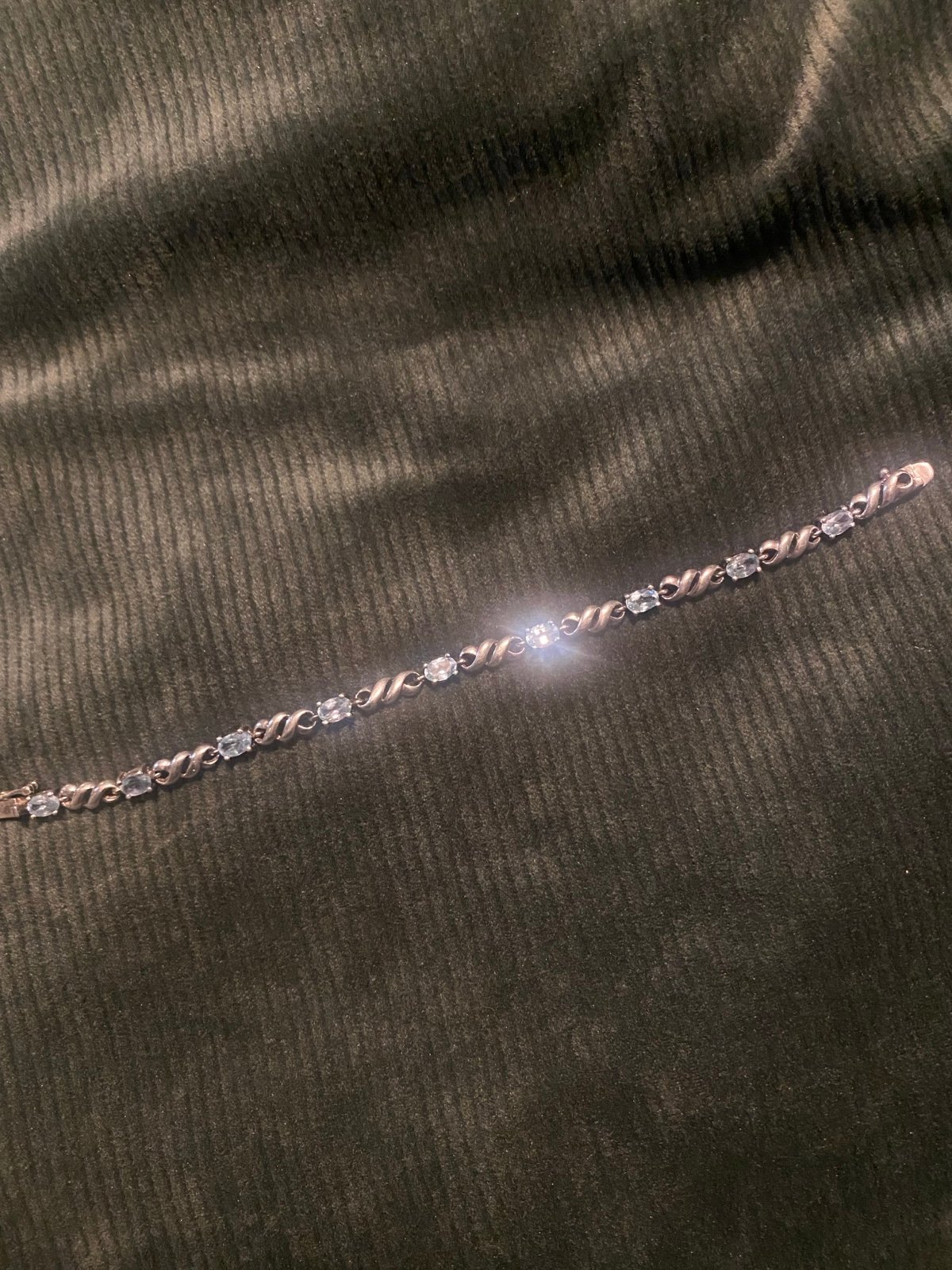Vintage Blue Topaz Art Deco Sterling Silver Tennis Bracelet