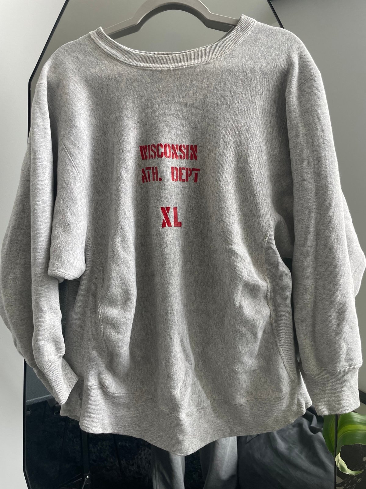 Vintage 80s Wisconsin Athletic Dept Grey Reverse Weave Crewneck Sweatshirt XL