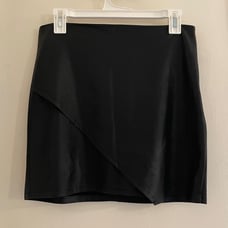Splendid XS Black Vegan Leather Mini Wrap Skirt
