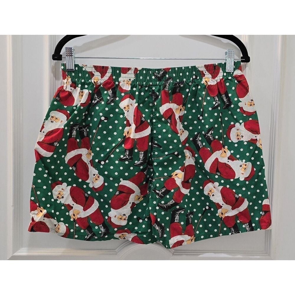 Vintage Joe Boxer Santa Playing Golf Novelty Boxers SZ XL Christmas 100% Cotton
