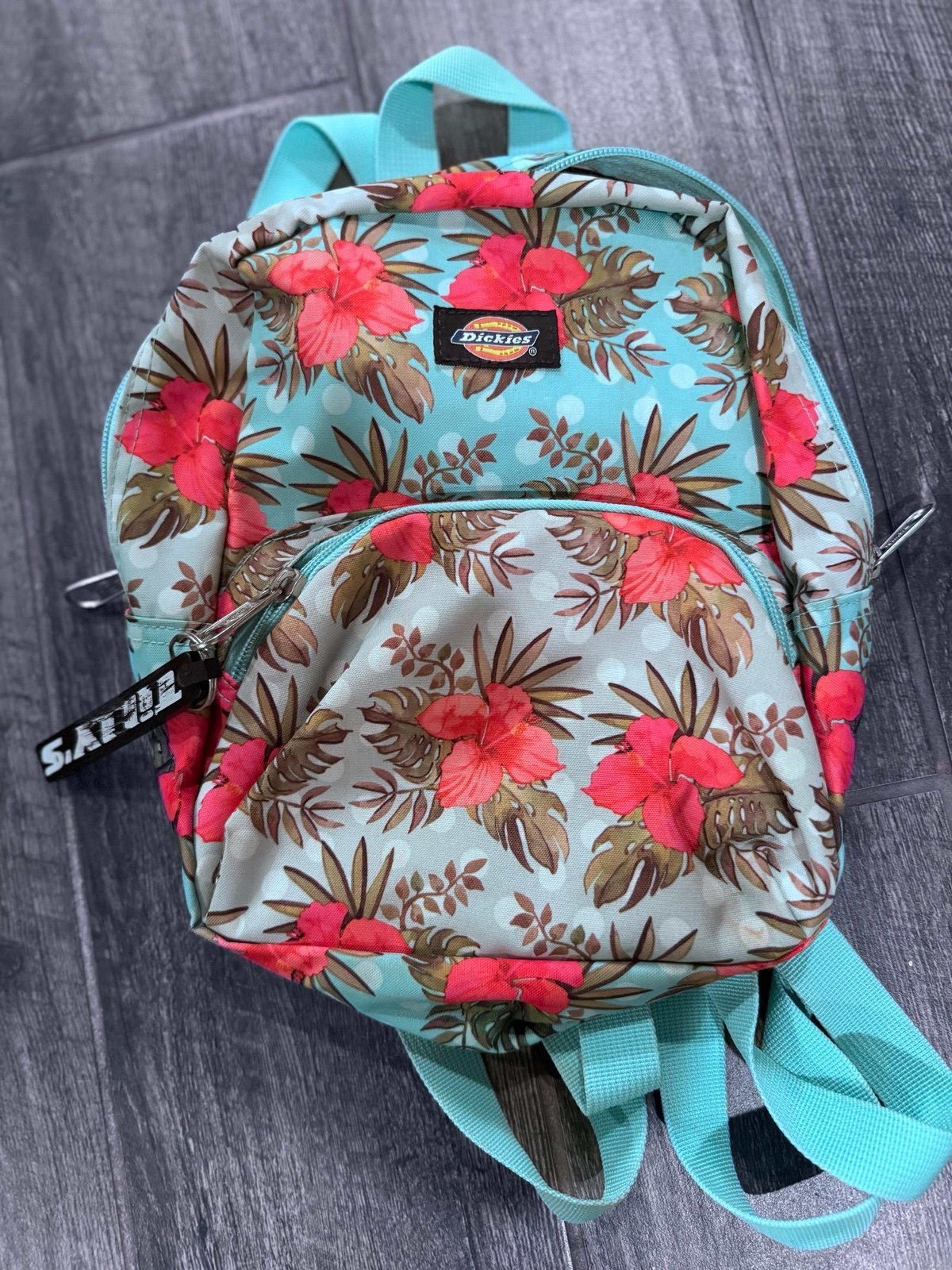 Tropical Hawaii Mini Backpack DICKIES  Hibiscus Flowers Pink Teal Tilly’s