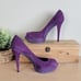 NEW Stuart Weitzman Archer Purple Suede Peep Toe Platform Stiletto Heels 9 shoes
