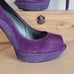 NEW Stuart Weitzman Archer Purple Suede Peep Toe Platform Stiletto Heels 9 shoes