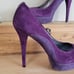 NEW Stuart Weitzman Archer Purple Suede Peep Toe Platform Stiletto Heels 9 shoes
