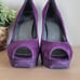 NEW Stuart Weitzman Archer Purple Suede Peep Toe Platform Stiletto Heels 9 shoes