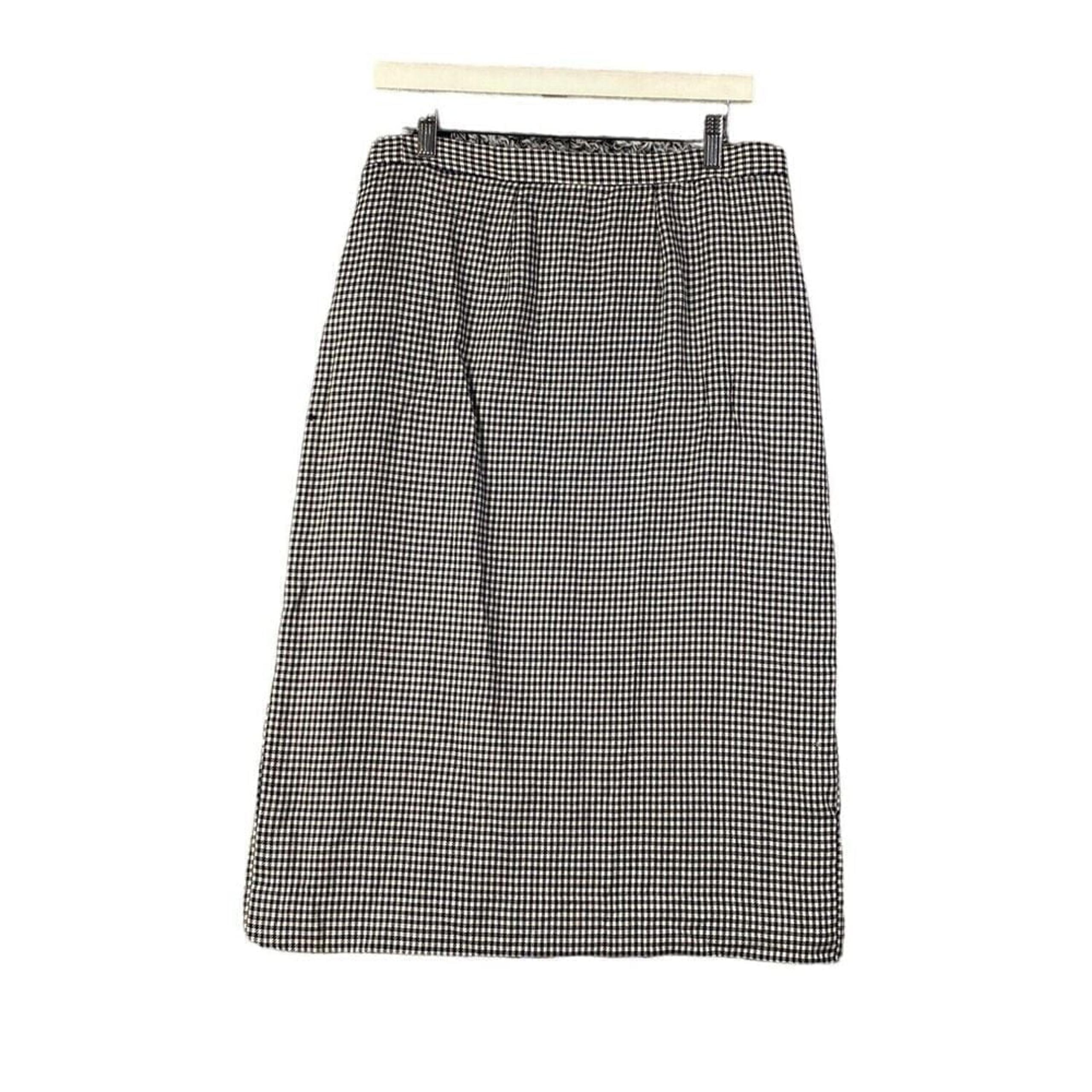 VINTAGE PENDLETON Houndstooth Wool Knee Length Skirt SZ XL 90's Academia Twee