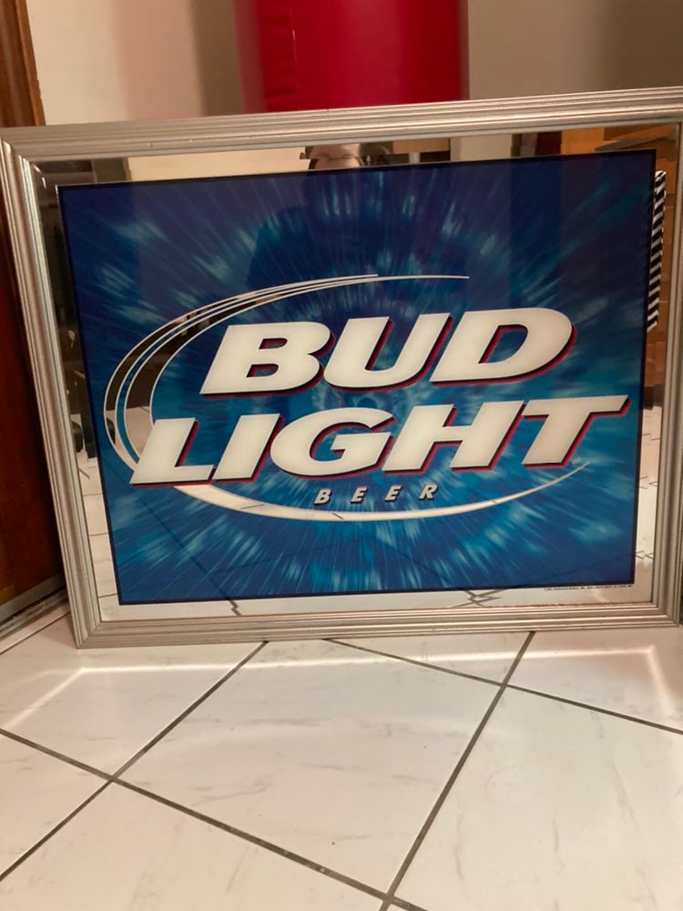 Bud Light Mirror Sign 2001 // 33x27