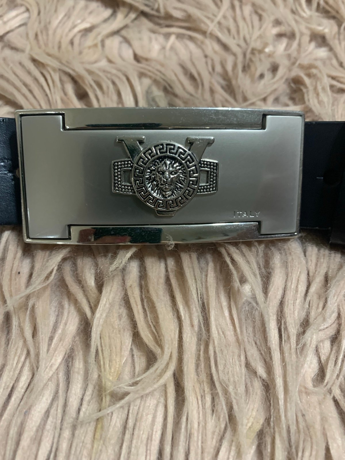 Versace (V) Black Leather Belt Large (36-38)