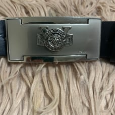Versace (V) Black Leather Belt Large (36-38)