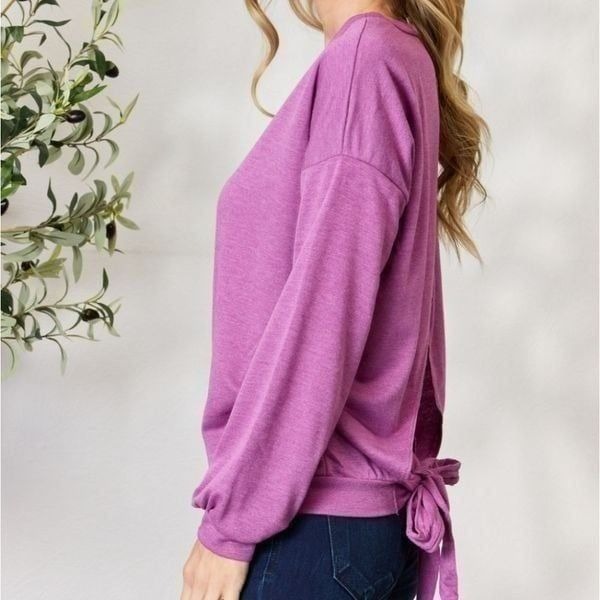 BiBi Tie Back Drop Shoulder Long Sleeve Top sz M