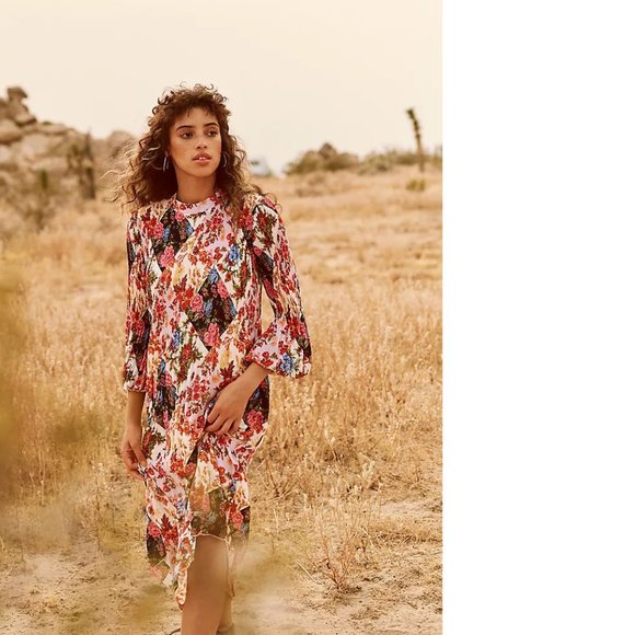Anthropologie Maeve Shara Pleated Midi Dress XS new