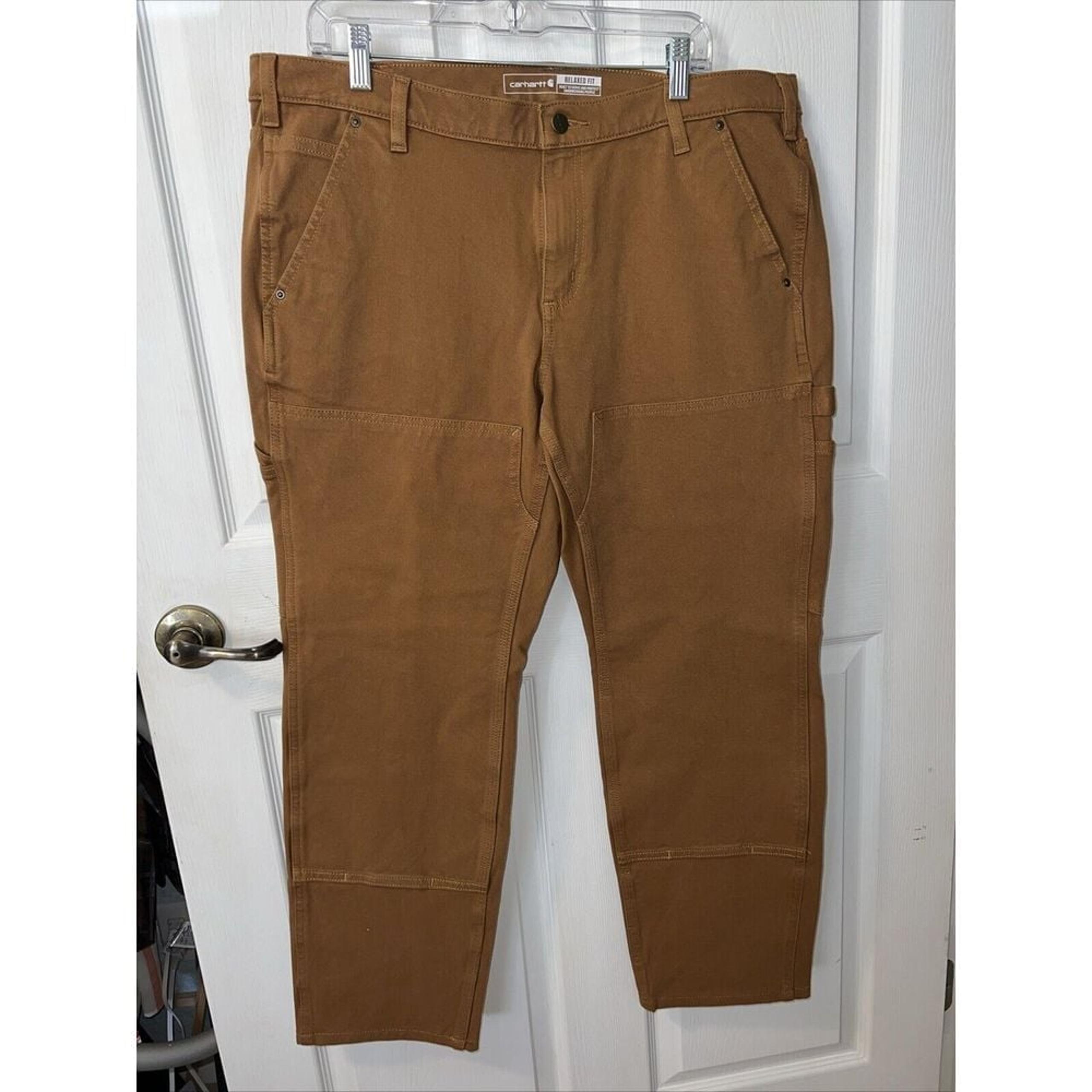 Carhartt Canvas Work Pants Women's Size 18 Brown Rugged Flex Relaxed Fit-NWT