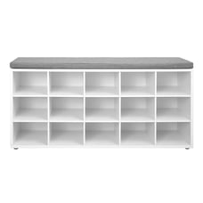 White 15 Pair Shoe Storage Bench