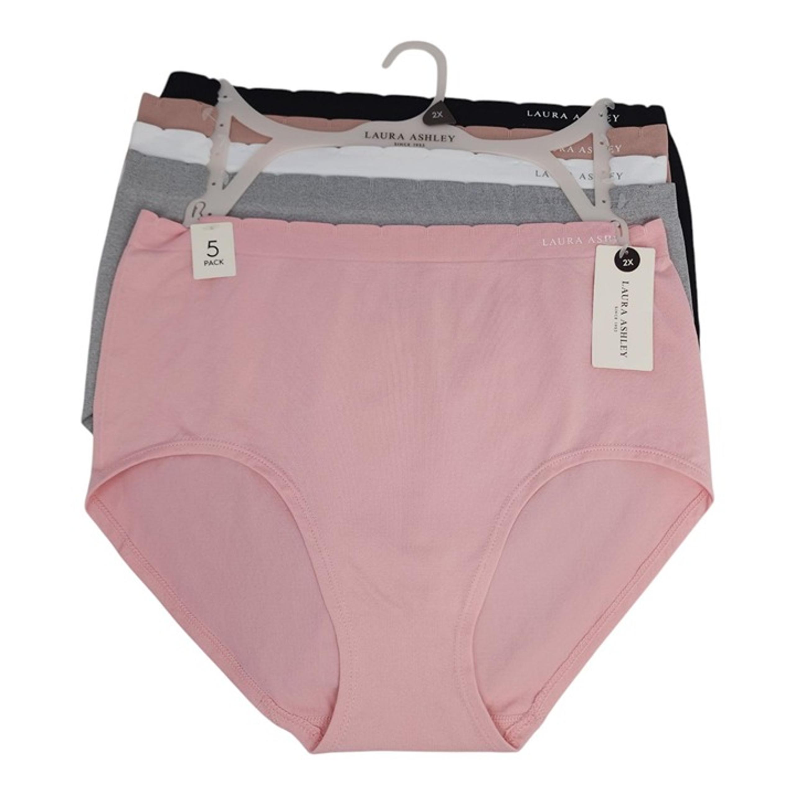 Laura Ashley Womens 5-Pack High-Waist Briefs Plus Size 2X Nylon Spandex Blend