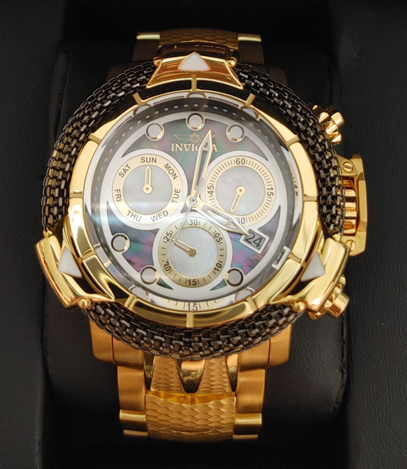 INVICTA SUBAQUA POSEIDON BOLT HYBRID 55 MM GOLD SWISS CHRONOGRAPH WATCH #31548