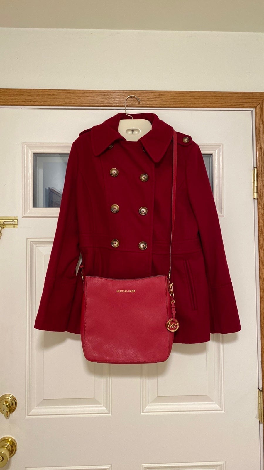 Michael Kors red wool coat