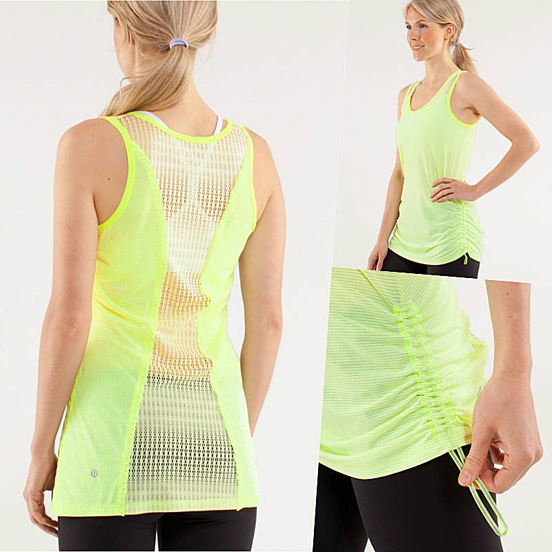 Lululemon Mesh Open Back Loose Tank Neon 4 NWOT