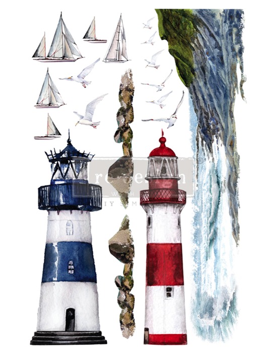 Redesign With Prima Lighthouse Decor Transfer, Rub On Furniture Nautical Decal