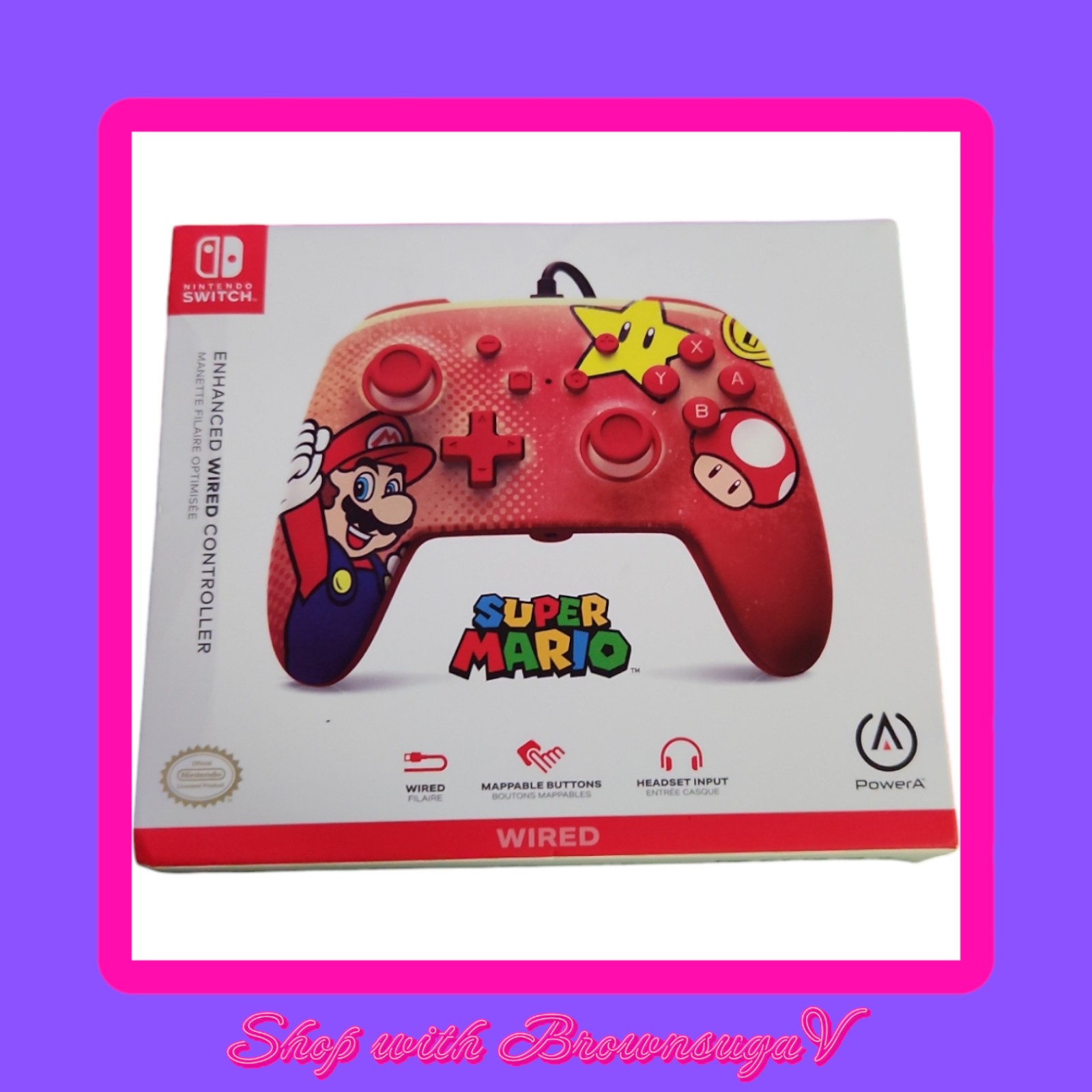 SEALED Nintendo Switch Enhanced Wired Controller Power A Super Mario Red