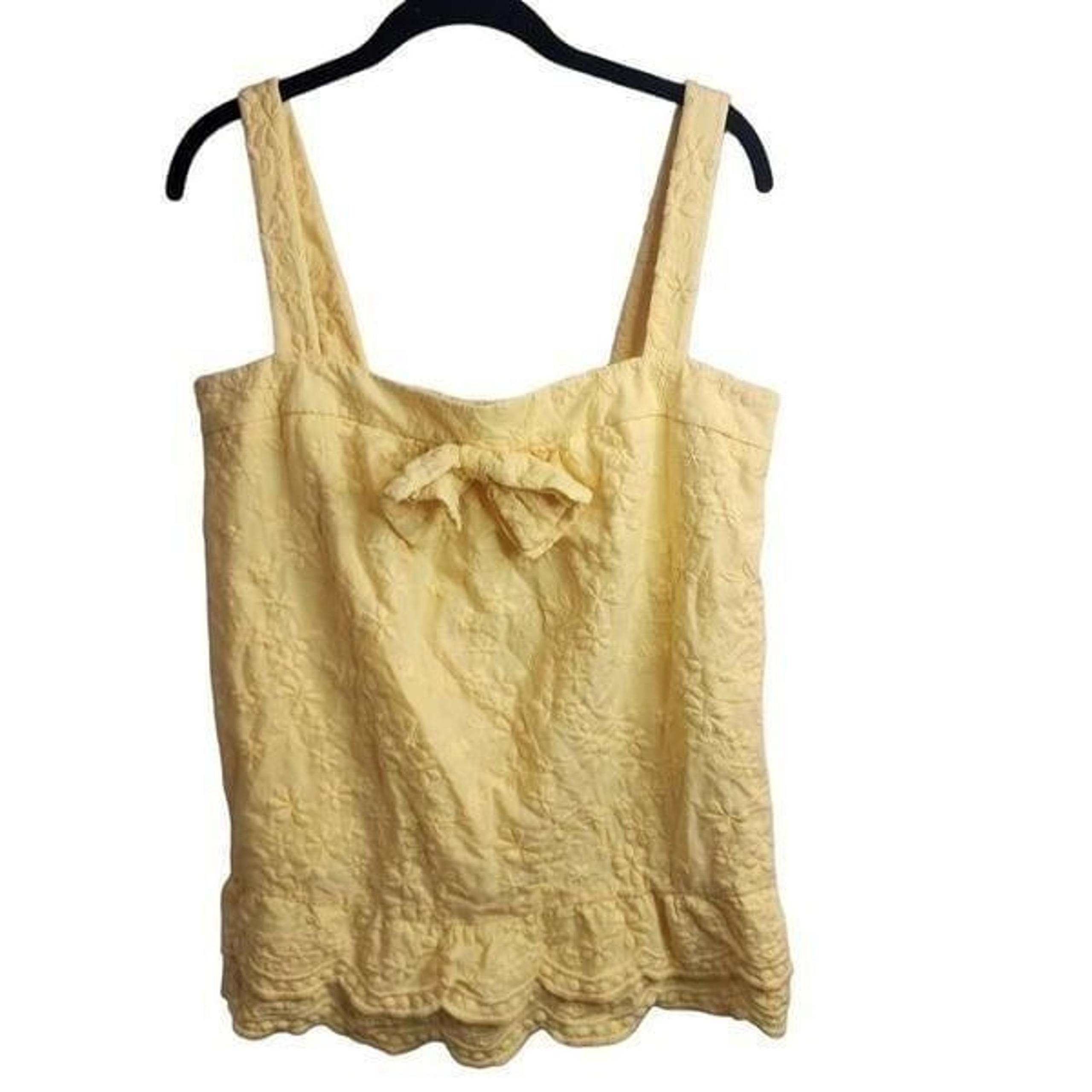 Juicy Couture Vintage Yellow Eyelet Lace Lined Tank Top Size Medium EUC